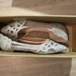 Flat Silver Dress Shoes - Size 8 1/2