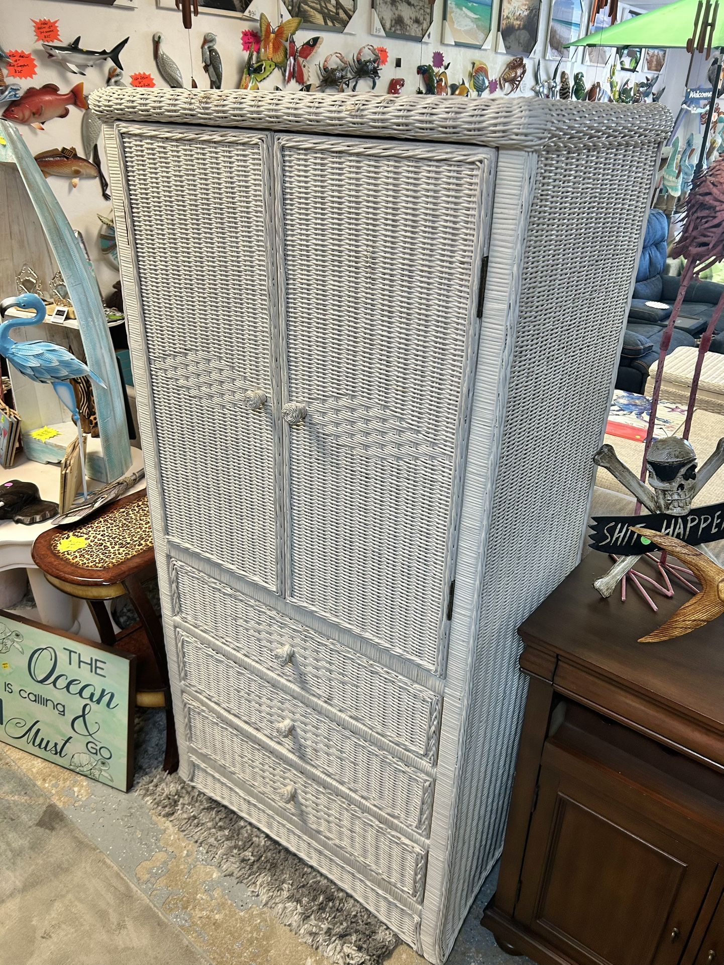 Wicker Clothing Armoire
