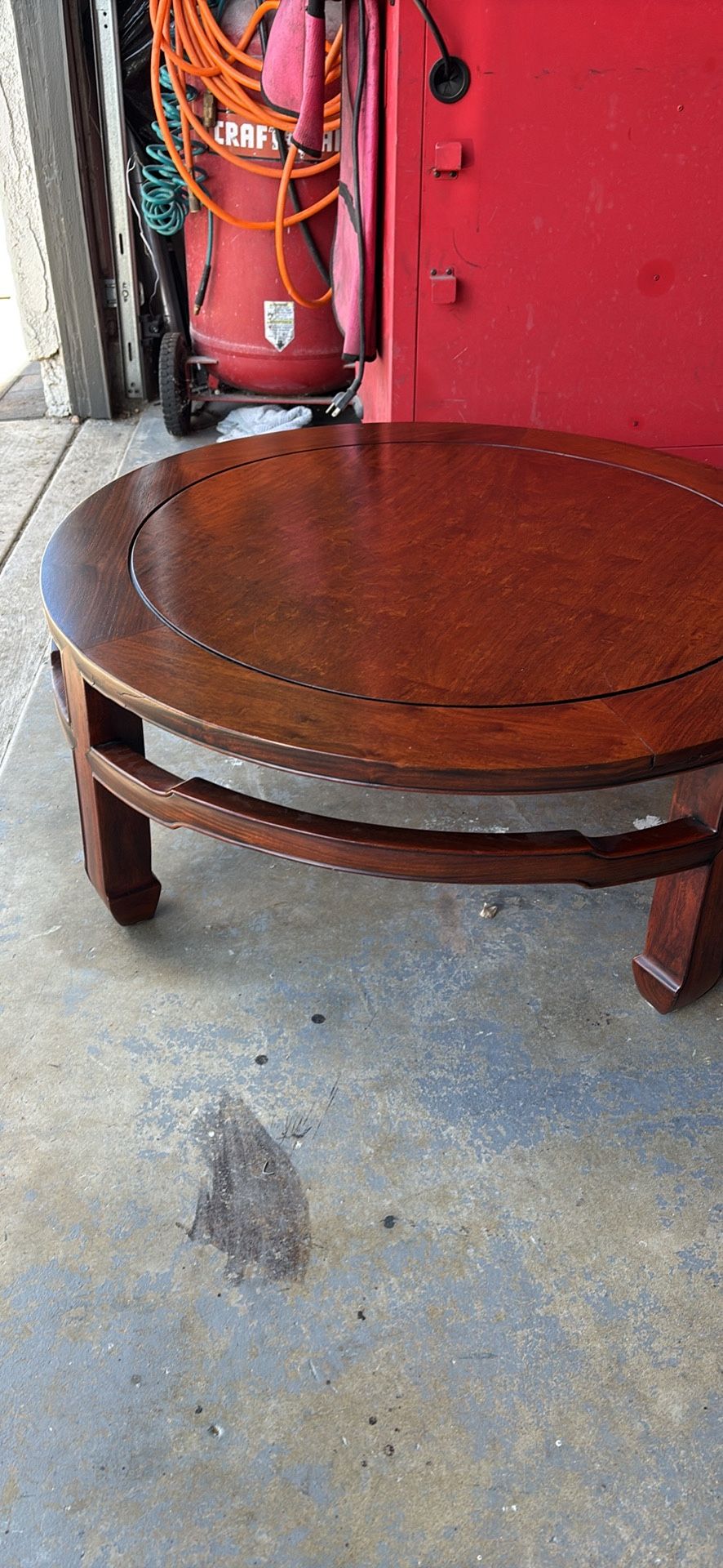 Chinese carved round low coffee table