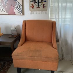 Small Orange  One Person Couch Reading Chair Or Loveseat - USED