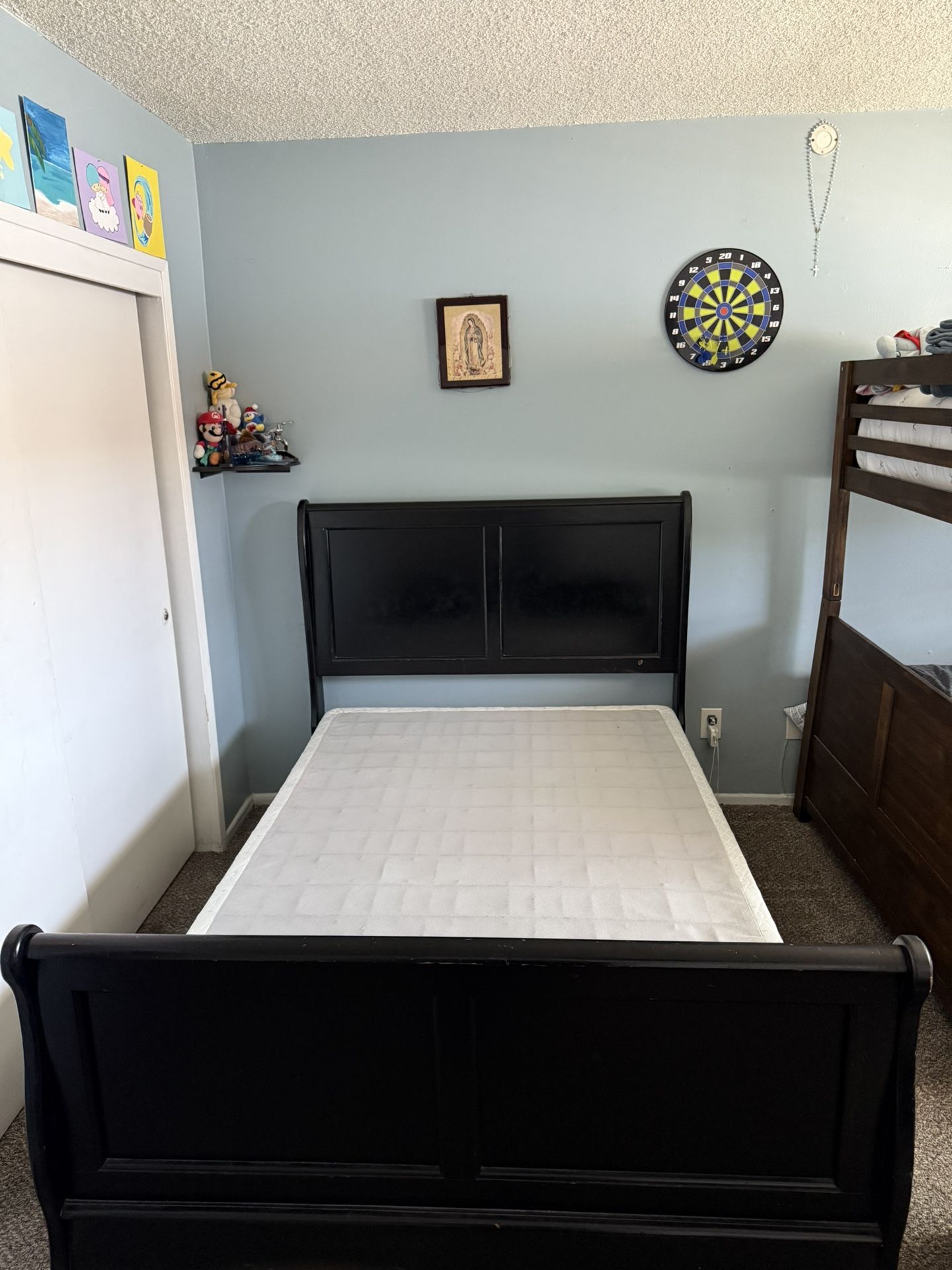 Black Full Sized Bed Frame + Box Spring (8 Inches)