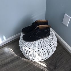 Navy Blue Suede Boots