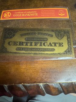 24K Gold Foil Five Dollar Silver Certificate Banknote