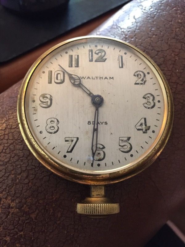1926 Waltham 8 Day Clock Automobile Clock WORKS
