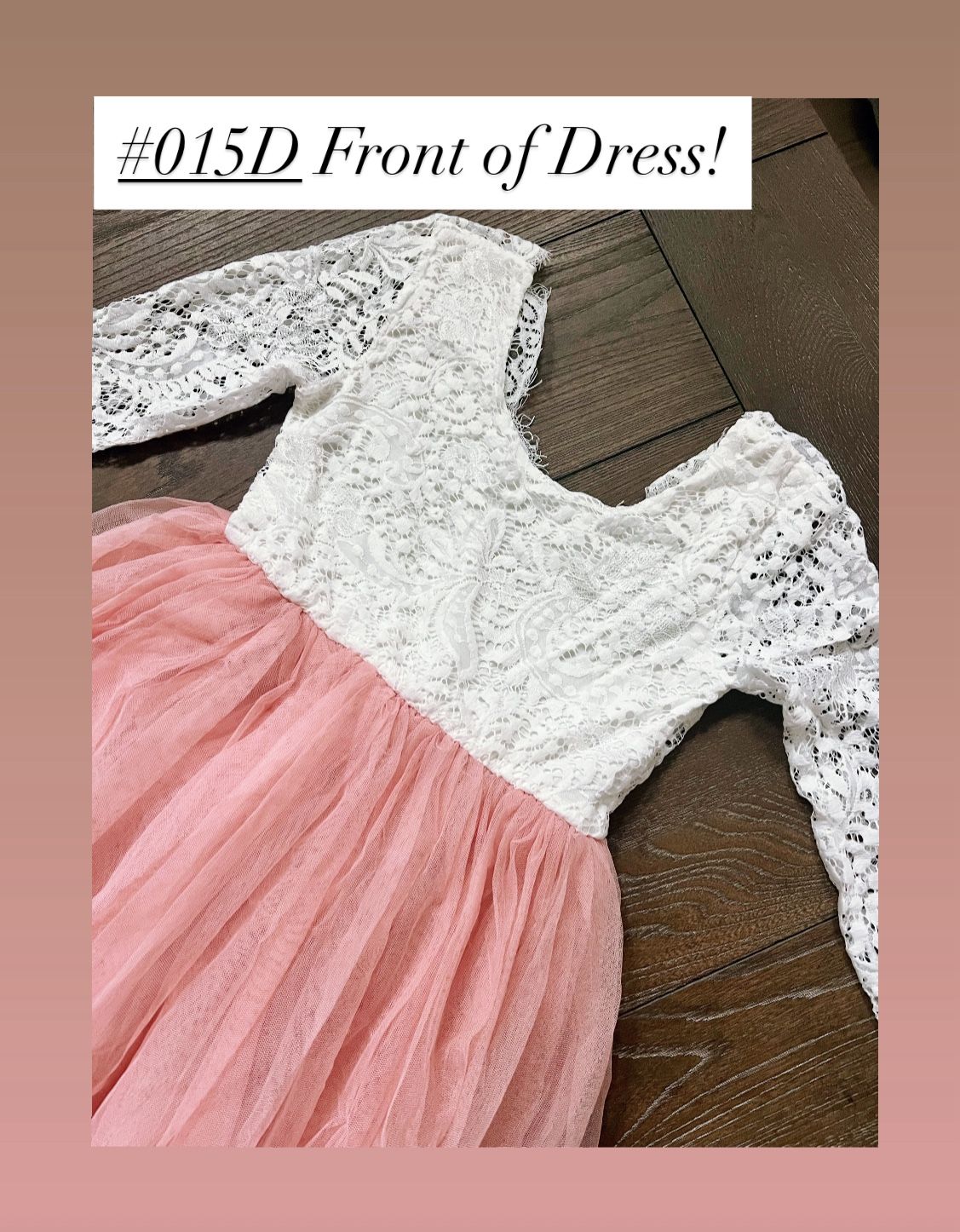 White Lace Long Sleeves and Pink Tulle Skirt With V Lace Backing!