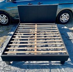 Queen Black Bed With Nice Bamboo Top Mattress 