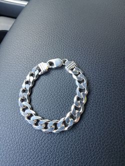 Silver Cuban Link Chain Bracelet