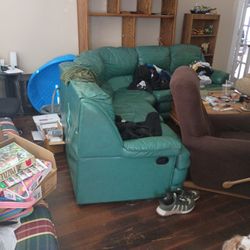 Couch With Two Recliners On The End.