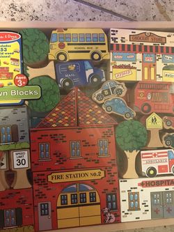 Melissa & Doug 53 Pieces Wooden Town Block