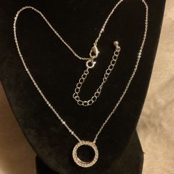 16 Silver Necklace & Ring Pendant With CZ…by Avon NR