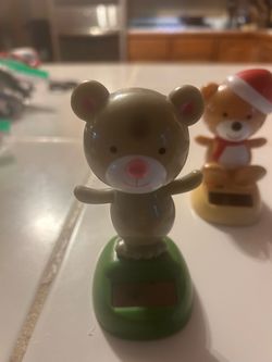 Dancing Grey Bear figuire  Solar Toy Dashboard Decorative Gift