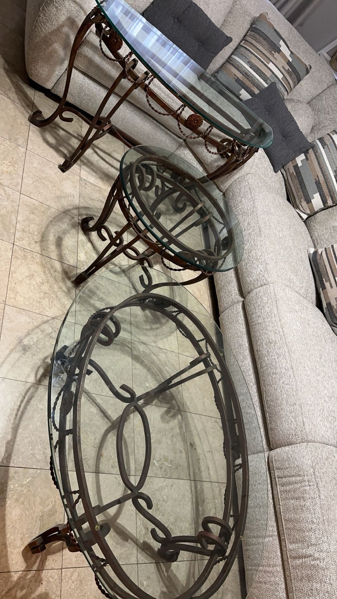 3 Glass Tables Antique
