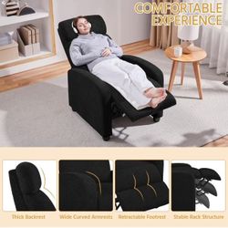 Recliner Chair Boucle Fabric - Black