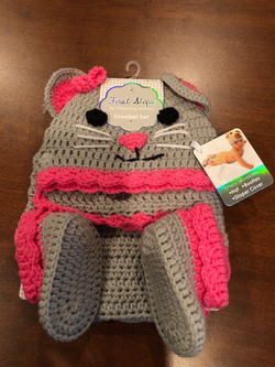 First Steps Infant Knit Crochet Mouse Diaper Hat Set Photo Picture outfit