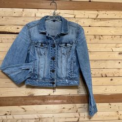 American Eagle Outfitters Med Wash Slightly Crop Cotton Denim Jean Jacket size M