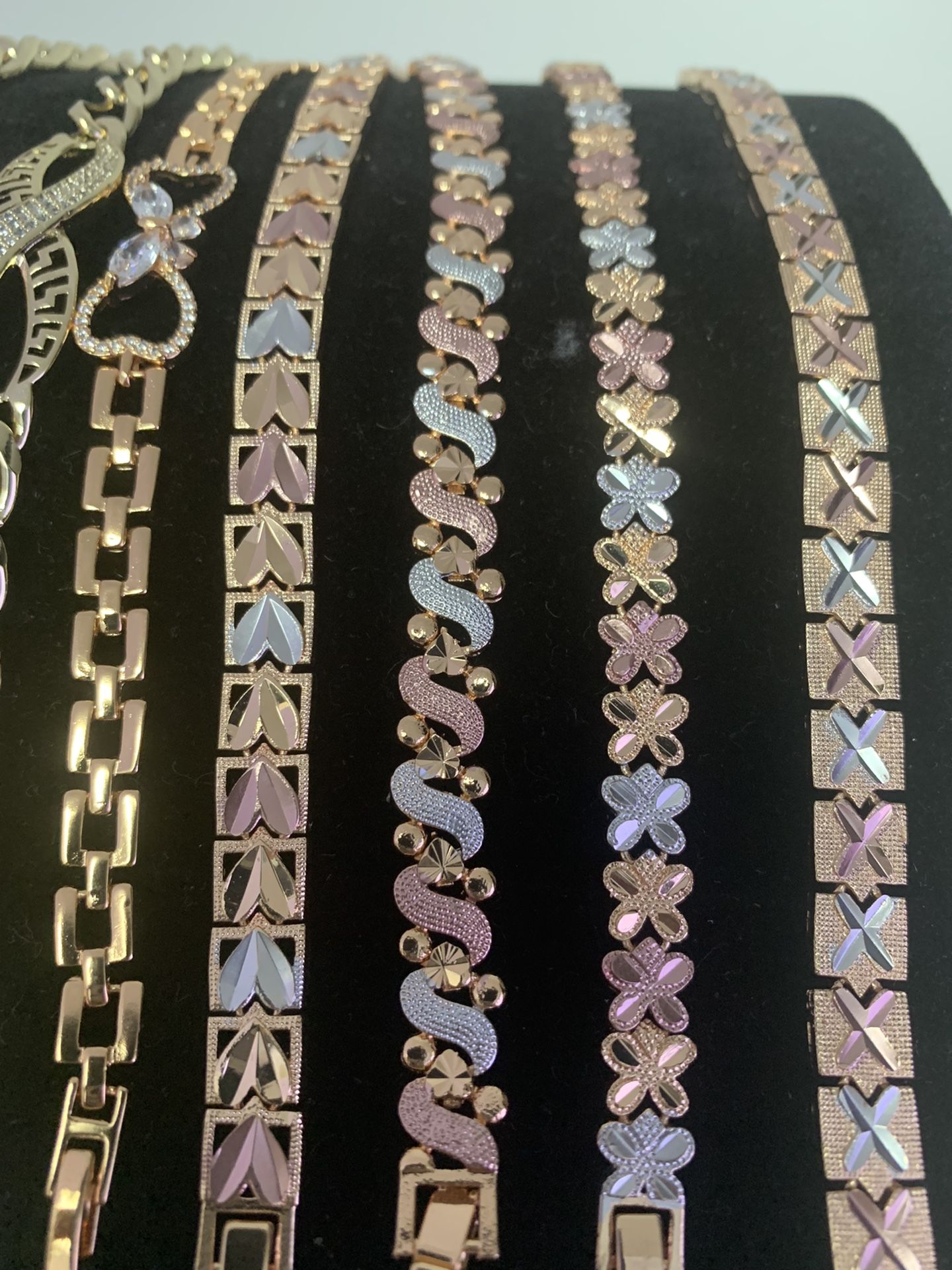 Beautiful gold plated bracelets in three colors, different designs