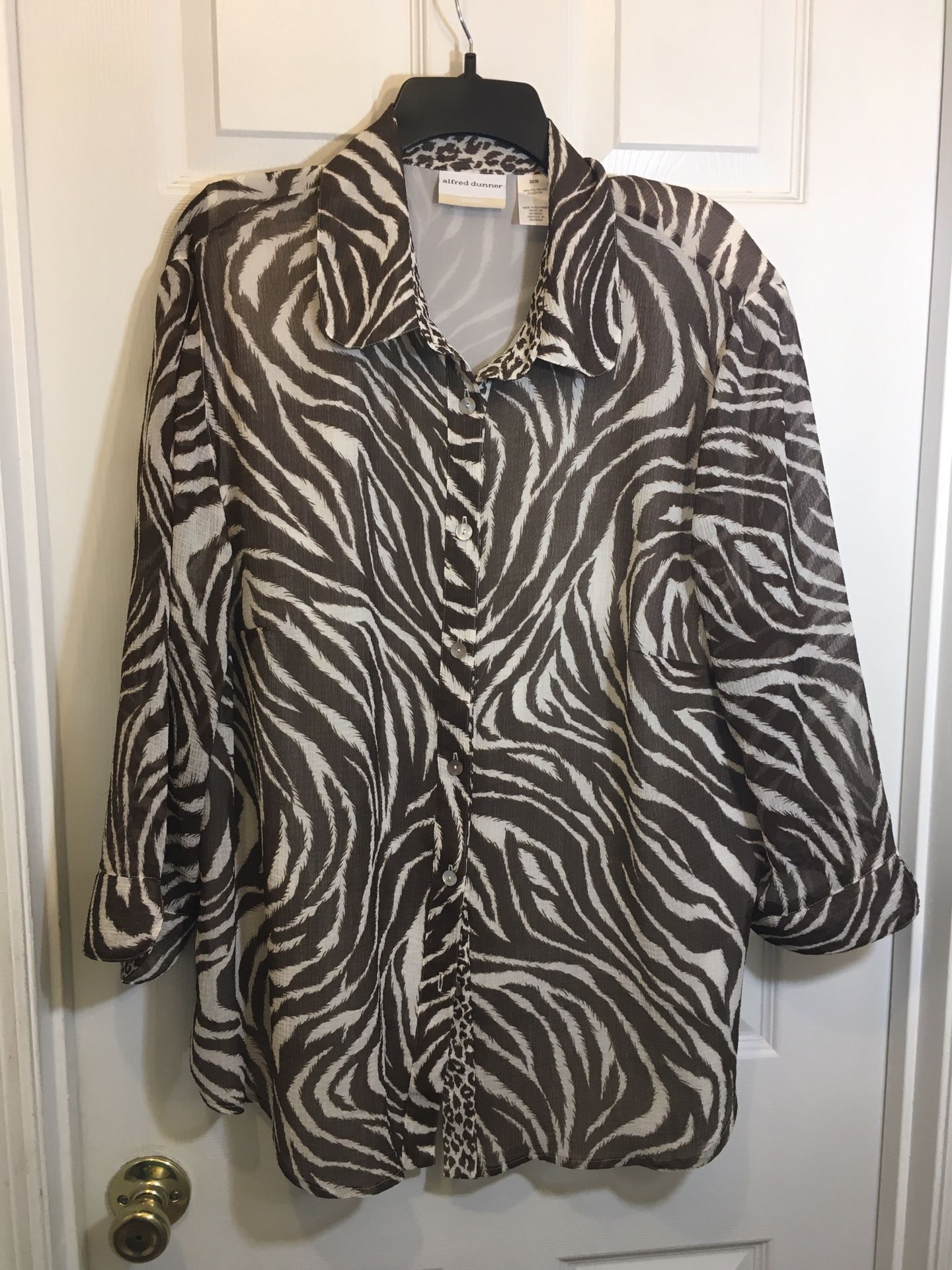 Animal Print Blouse Brown And White Size 20 W 