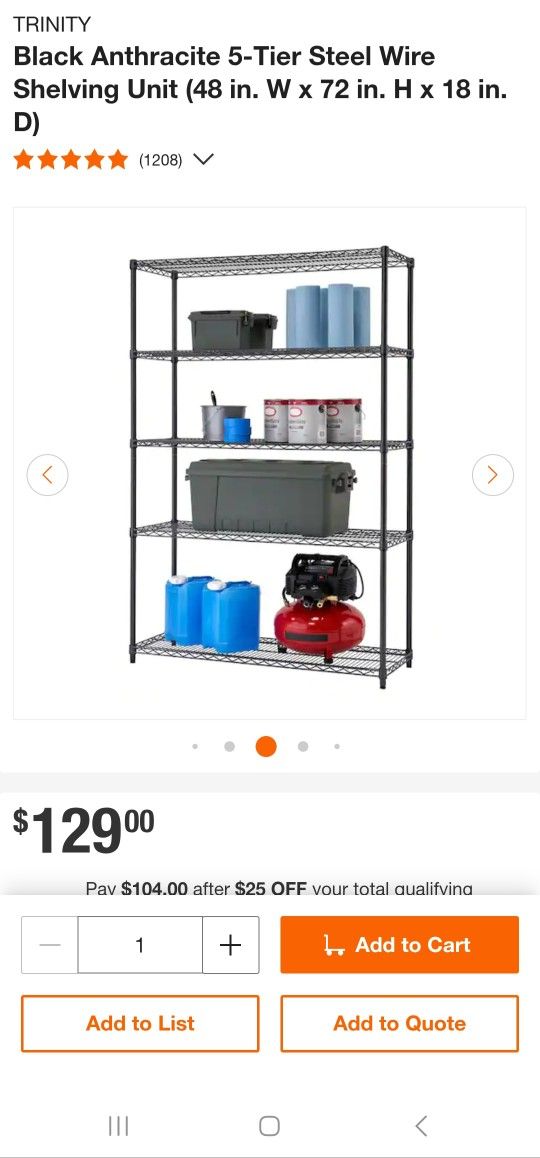 5 Tier Black Metal Garage Storage Shelving