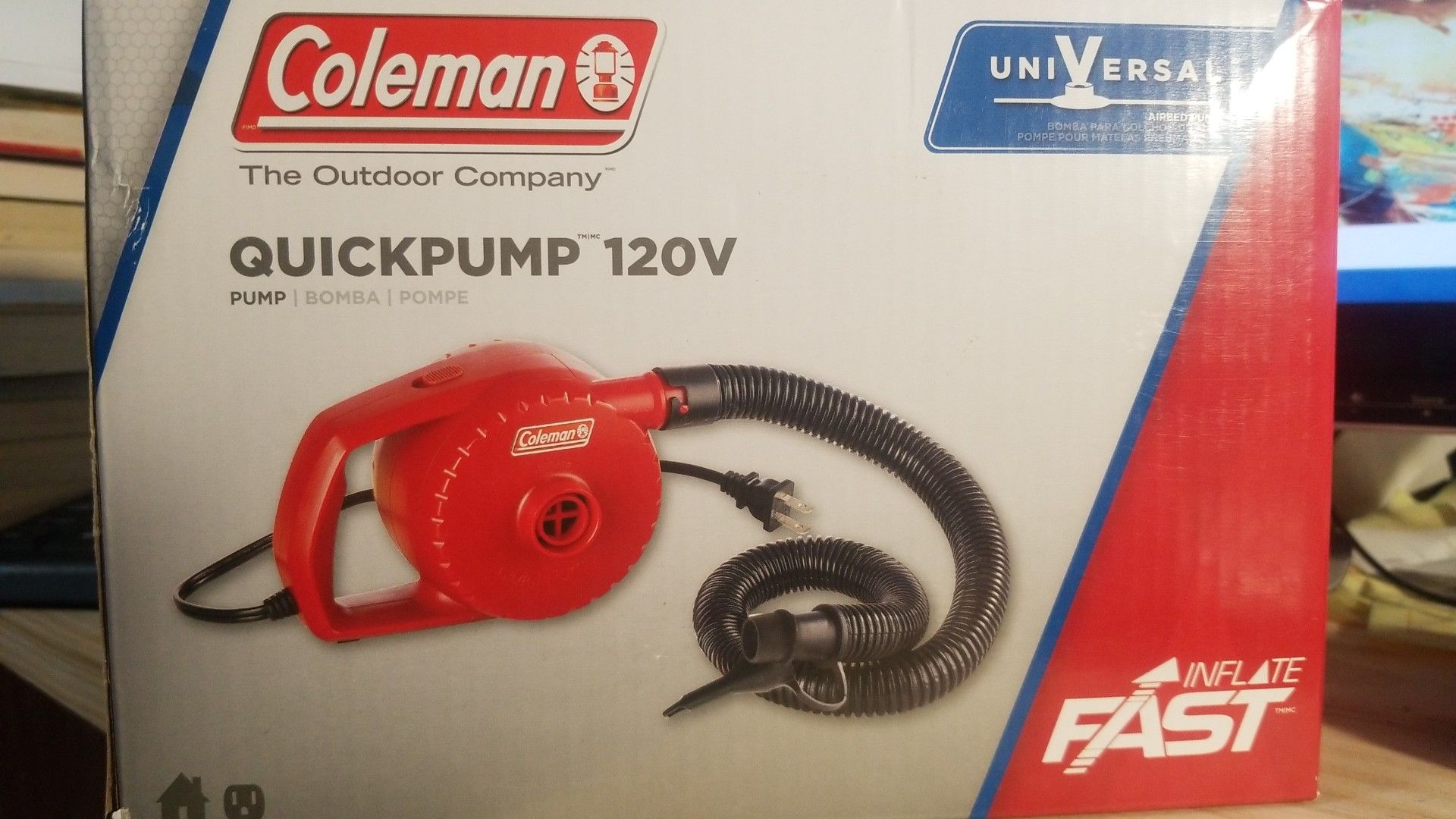 Coleman Quickpump Bomba 120 V . Inflation & Deflation, Inflafo y Desinflado, gonflage & Degonflahe