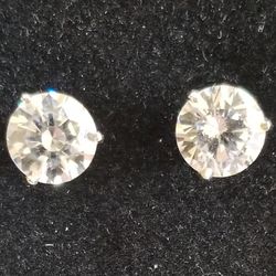 Earrings Czs Set In 14kt White Gold 