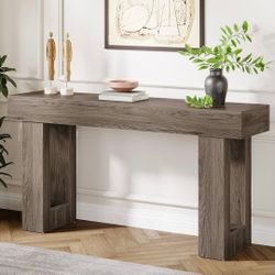 Console Table, 63-Inch Long Narrow Sofa Table Behind The Couch, Wooden Rectangular Entryway Table for Entrance, Hallway, Living Room (Grey)