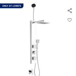 BWE Onyx SPA All-in-One Polished Chrome 20-in Waterfall Dual Head Shower Tower System with 3-way Diverter Ceramic Disc Valve Included )