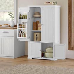 Pantry Cabinet, 53.5-Inch High Freestanding Tall Cupboard Storage Cabinet, 2 Cabinets, 2 Adjustable Shelves, 6 Door Shelves, for Living Room, Kitchen,