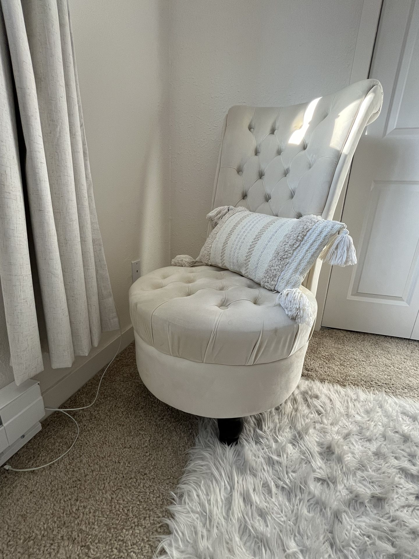 Retro Tufted Back Armless Chair w/ Pillow - $55