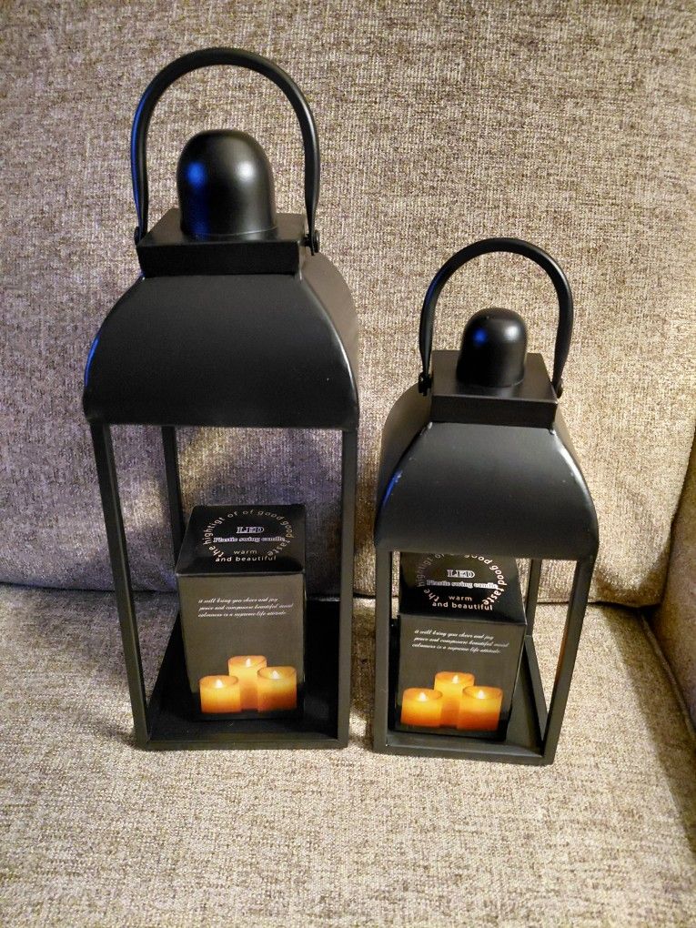 New Decorative Black Lanterns  With Candles 