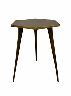 Modern Geometric Antique Brass Finished Hexagonal Side Table