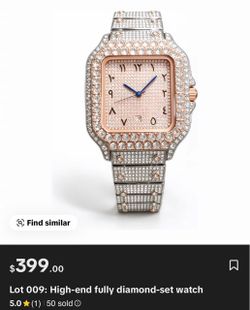 Iced Out Square Watch with Arabic Numerals