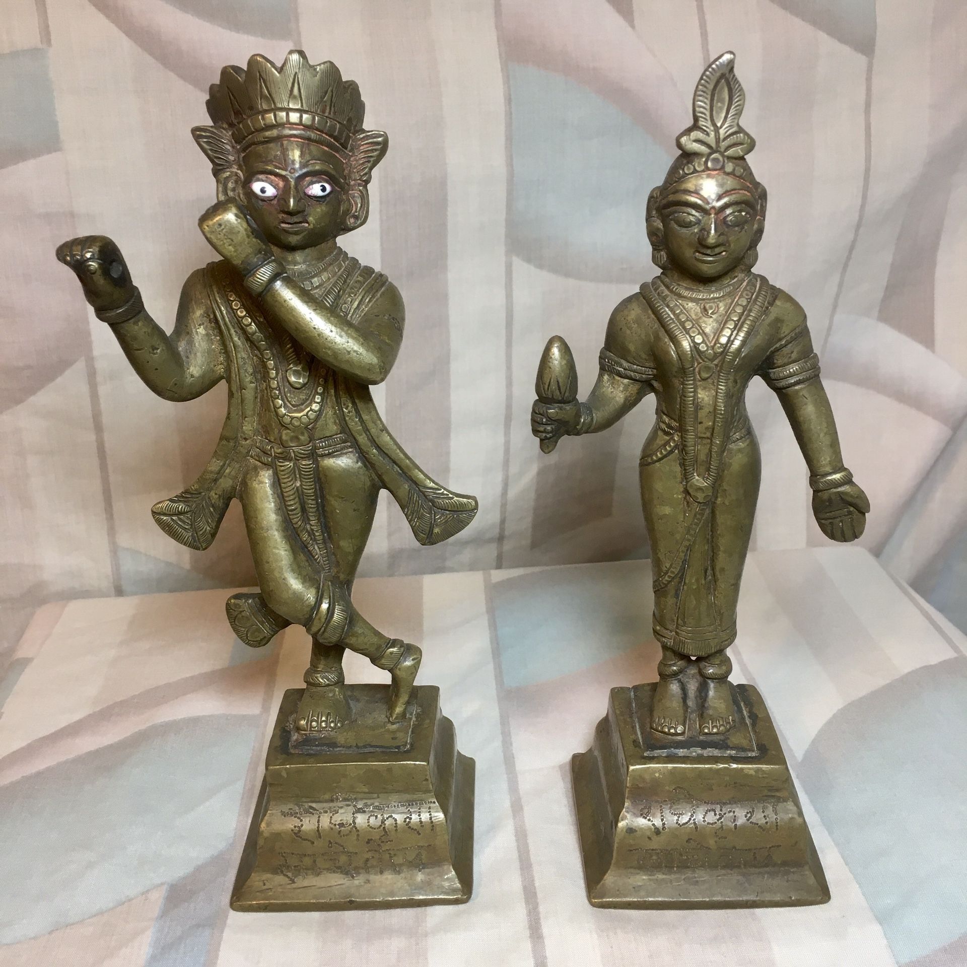 Radha Krishna - antique brass statues