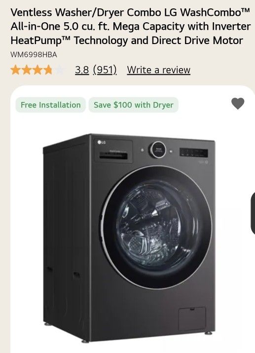 LG WASHER DRYER COMBO ALL IN ONE. NEW!