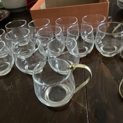 13 Heavy Punch Bowl Glasses With Removable Metal Clip On Handles 