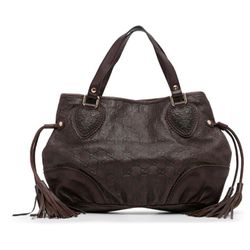 Authentic Gucci GG Monogram Supreme Guccissima Leather Tassels Tribeca Tote Bag