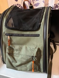 Pet Carrier Backpack Green Mesh Ventilation