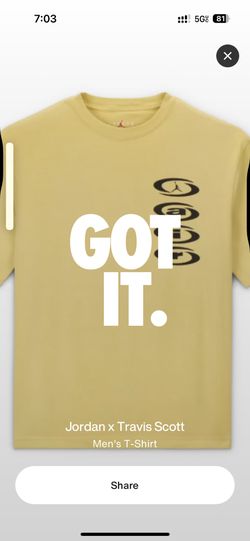 Travis Scott X Jordan T Shirt Size Small New