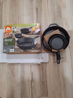 3 piece cast iron skillet set