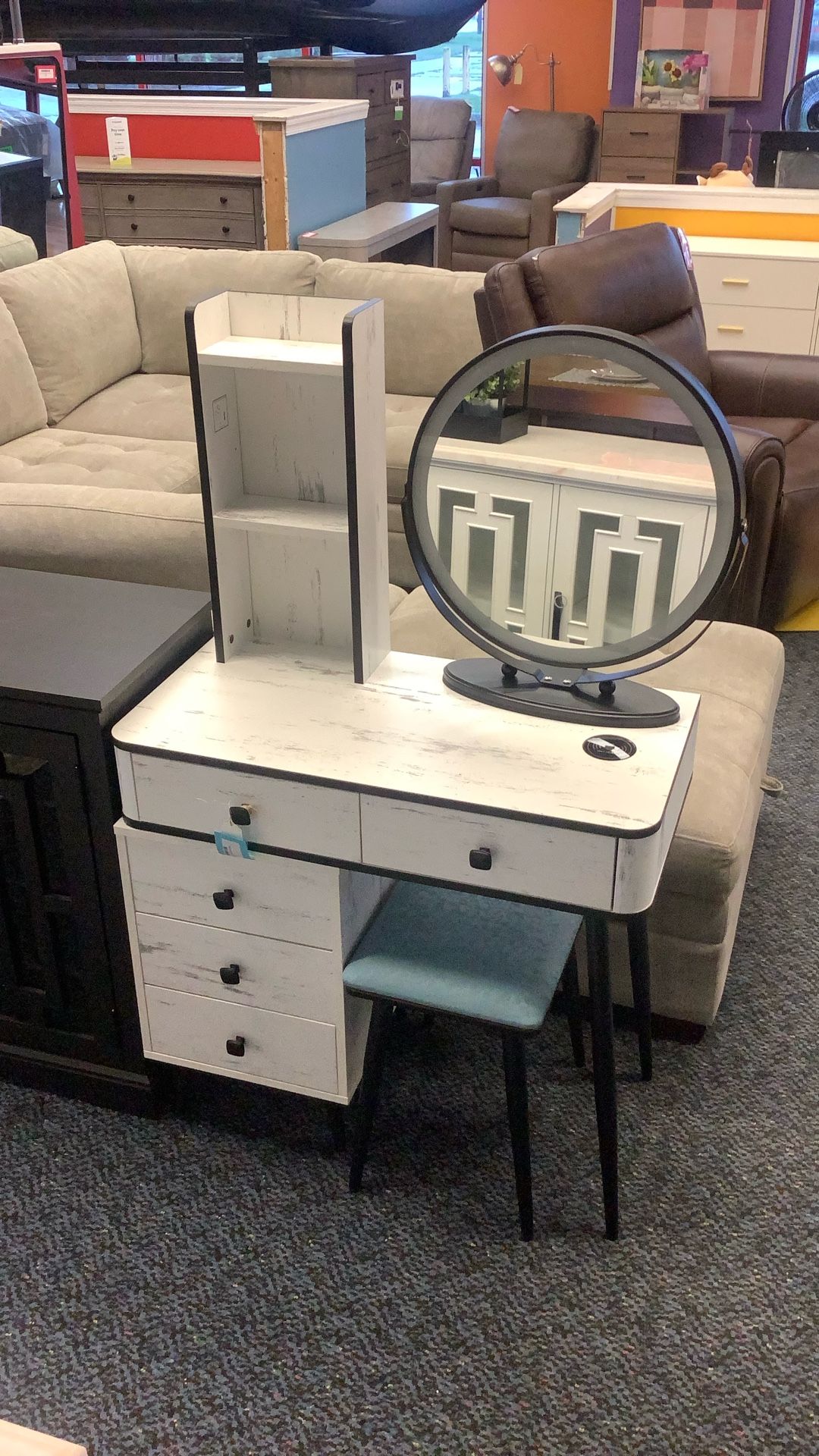 New vanity W/LED Mirror & Stool