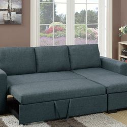 Brand New Grey Sectional Sofa Storage Sleeper 