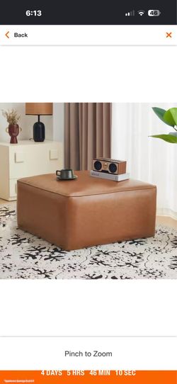 Roomfitters PU Leather Modern Square Upholstered Ottoman, Minimalist Coffee Table or Footrest - Brown 79 120$