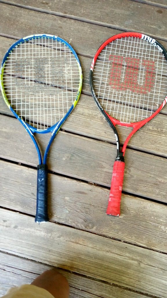 Lot Of 2 Wilson Tennis Rackets Red Blue