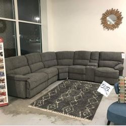 Brand New Living Room 💥 Grey Power Reclining Sectional With Storage Console| Sleeper Sofa| Color Options| Comfortable| Couch| 