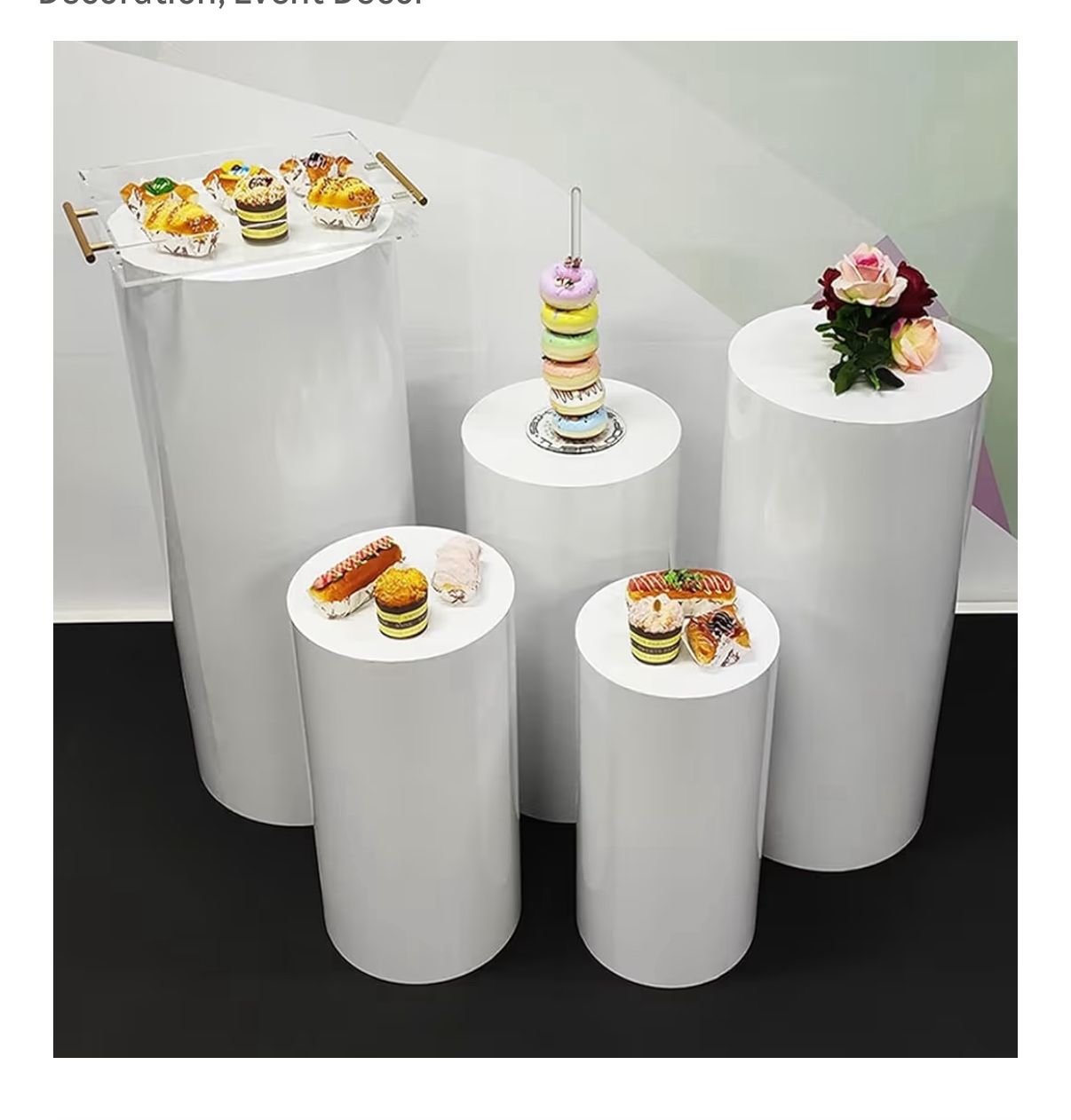 5Pcs Round Cylinder Pedestal Stands for Party, Event Decor 