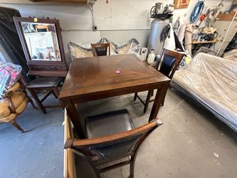 Wood Dining Table with 4 Chairs
