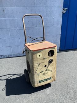 Vintage Repurposed Battery Charger On Wheels 