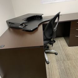 L-Shaped Desk - Mahogany Finish- Office Star