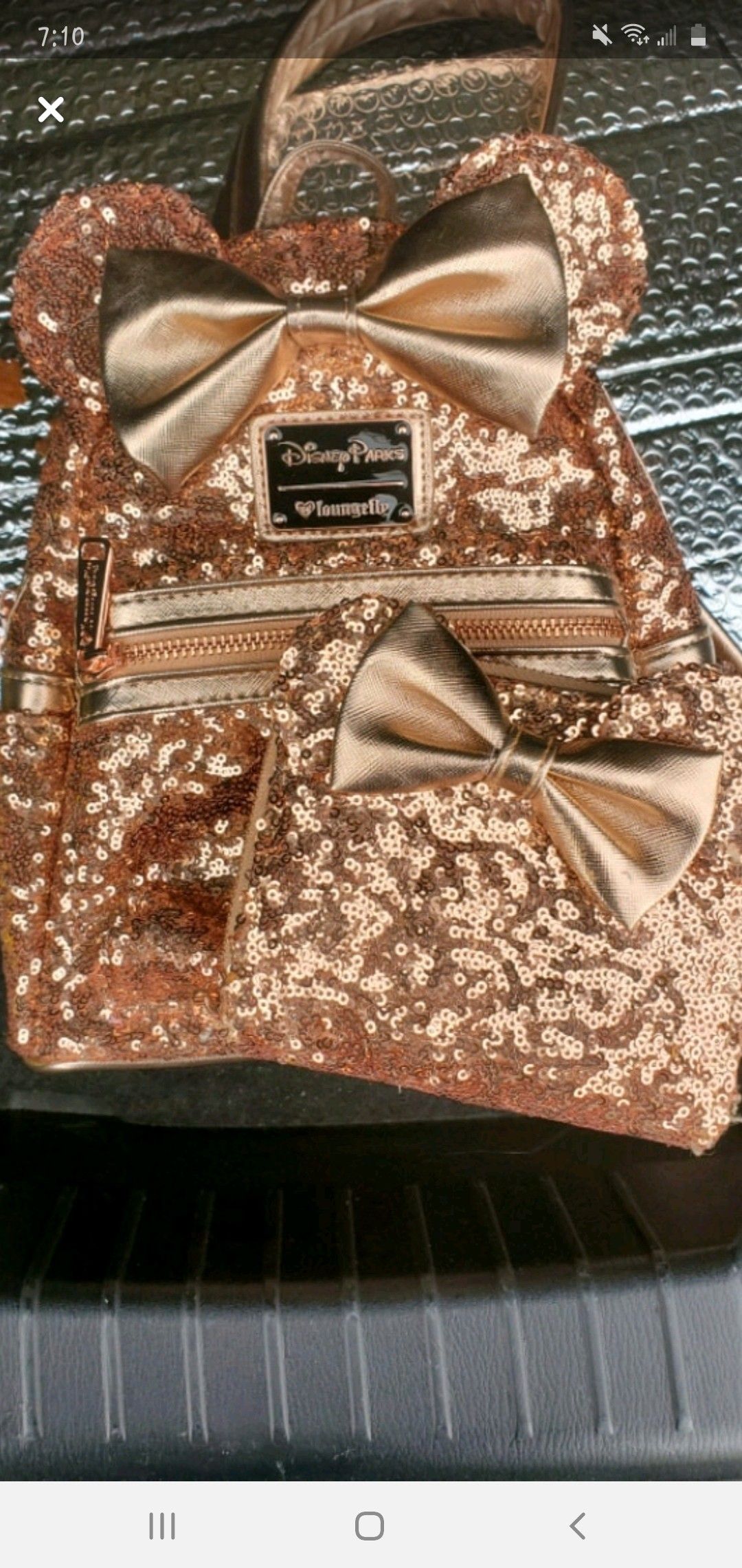Rose gold loungefly bag