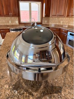 LUXURY Roll Top Glass Visible Chafing Dish Food Warmer