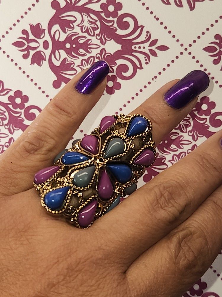#1692, GORGEOUS, HUGE VINTAGE FILIGREE RING, SIZE 7.5